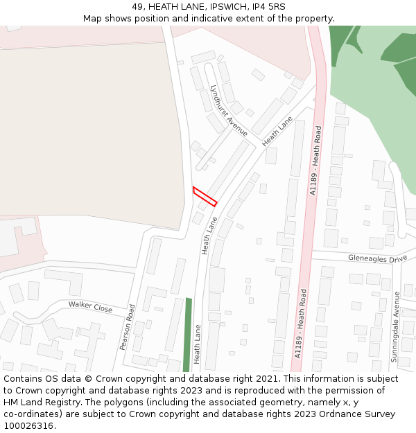 49, HEATH LANE, IPSWICH, IP4 5RS: Location map and indicative extent of plot