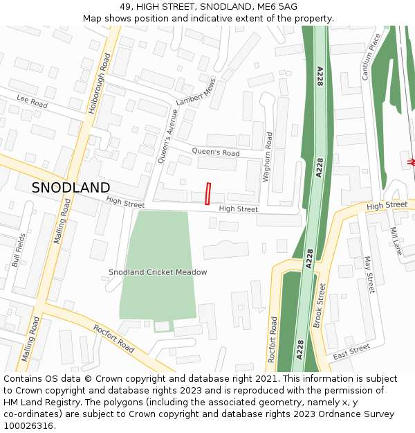 49, HIGH STREET, SNODLAND, ME6 5AG: Location map and indicative extent of plot