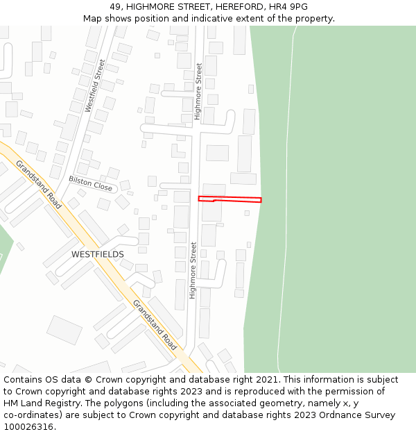 49, HIGHMORE STREET, HEREFORD, HR4 9PG: Location map and indicative extent of plot