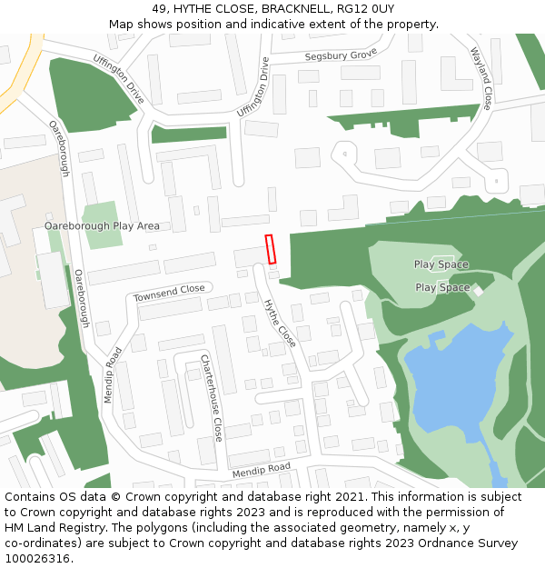 49, HYTHE CLOSE, BRACKNELL, RG12 0UY: Location map and indicative extent of plot