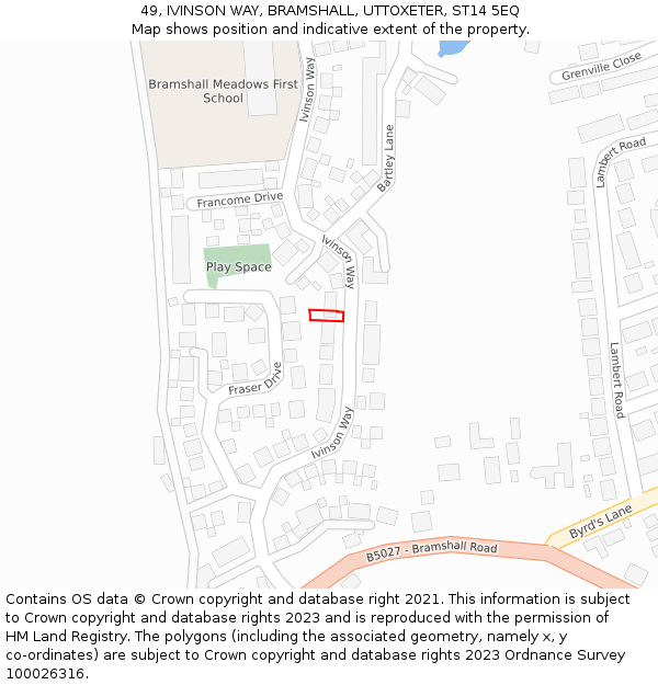 49, IVINSON WAY, BRAMSHALL, UTTOXETER, ST14 5EQ: Location map and indicative extent of plot