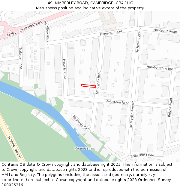 49, KIMBERLEY ROAD, CAMBRIDGE, CB4 1HG: Location map and indicative extent of plot