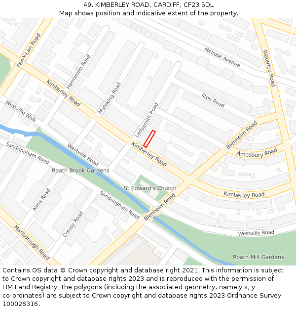 49, KIMBERLEY ROAD, CARDIFF, CF23 5DL: Location map and indicative extent of plot