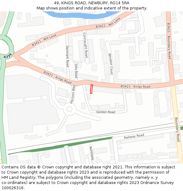 49, KINGS ROAD, NEWBURY, RG14 5RA: Location map and indicative extent of plot