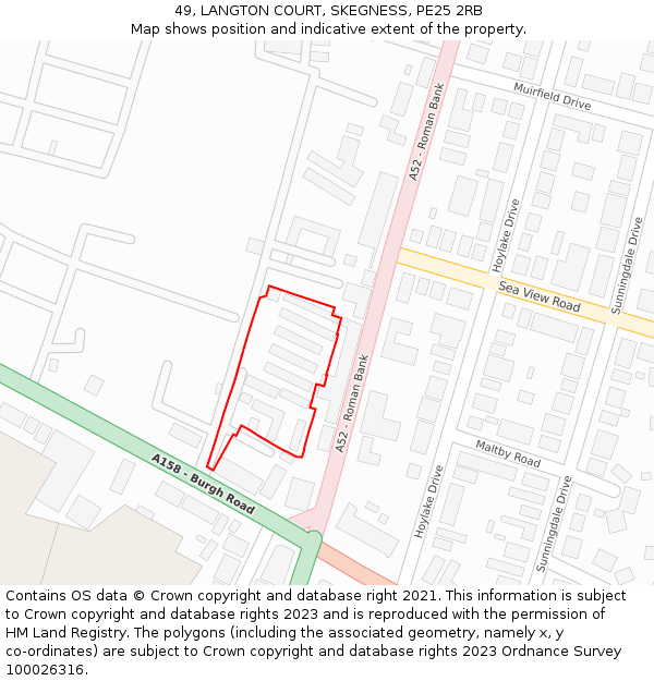 49, LANGTON COURT, SKEGNESS, PE25 2RB: Location map and indicative extent of plot