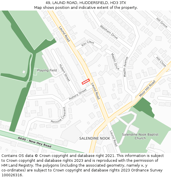 49, LAUND ROAD, HUDDERSFIELD, HD3 3TX: Location map and indicative extent of plot
