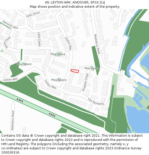 49, LEYTON WAY, ANDOVER, SP10 2UJ: Location map and indicative extent of plot