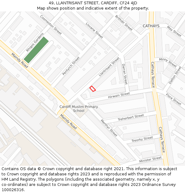 49, LLANTRISANT STREET, CARDIFF, CF24 4JD: Location map and indicative extent of plot