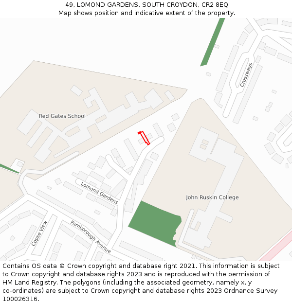 49, LOMOND GARDENS, SOUTH CROYDON, CR2 8EQ: Location map and indicative extent of plot