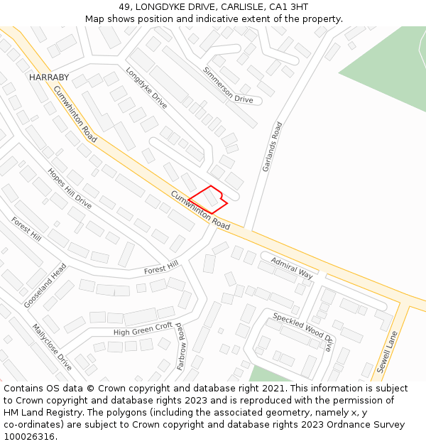 49, LONGDYKE DRIVE, CARLISLE, CA1 3HT: Location map and indicative extent of plot