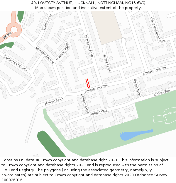 49, LOVESEY AVENUE, HUCKNALL, NOTTINGHAM, NG15 6WQ: Location map and indicative extent of plot