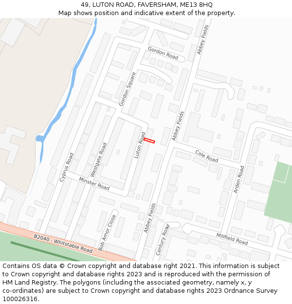 49, LUTON ROAD, FAVERSHAM, ME13 8HQ: Location map and indicative extent of plot