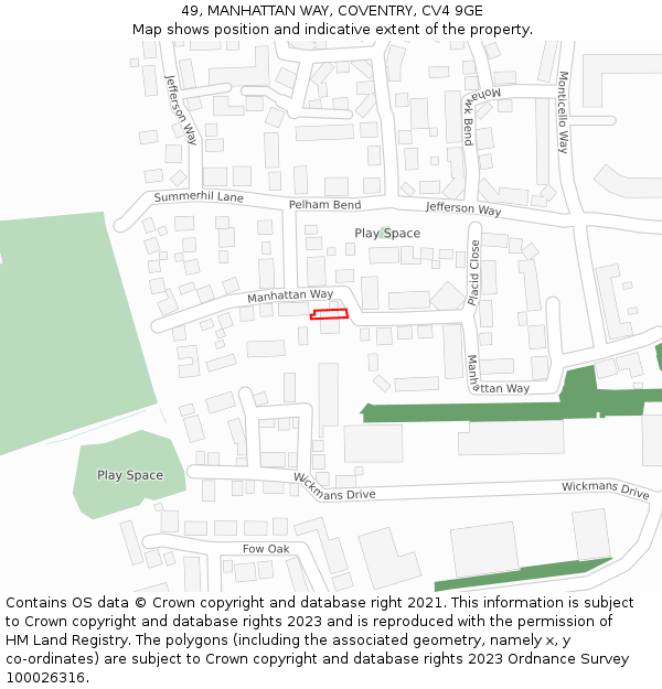 49, MANHATTAN WAY, COVENTRY, CV4 9GE: Location map and indicative extent of plot