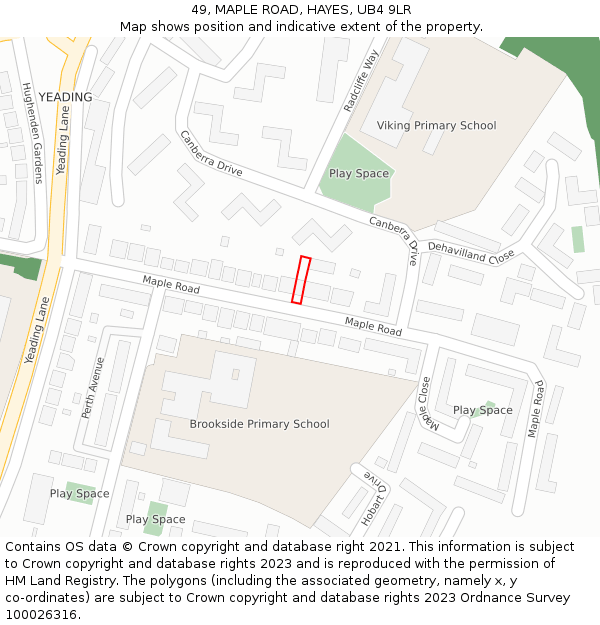 49, MAPLE ROAD, HAYES, UB4 9LR: Location map and indicative extent of plot
