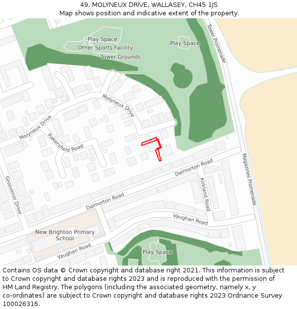 49, MOLYNEUX DRIVE, WALLASEY, CH45 1JS: Location map and indicative extent of plot