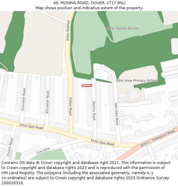 49, MONINS ROAD, DOVER, CT17 9NU: Location map and indicative extent of plot