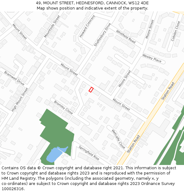 49, MOUNT STREET, HEDNESFORD, CANNOCK, WS12 4DE: Location map and indicative extent of plot