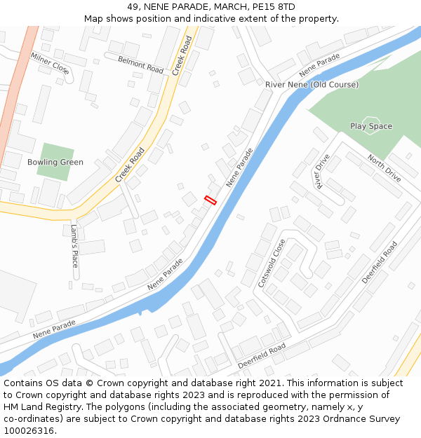 49, NENE PARADE, MARCH, PE15 8TD: Location map and indicative extent of plot