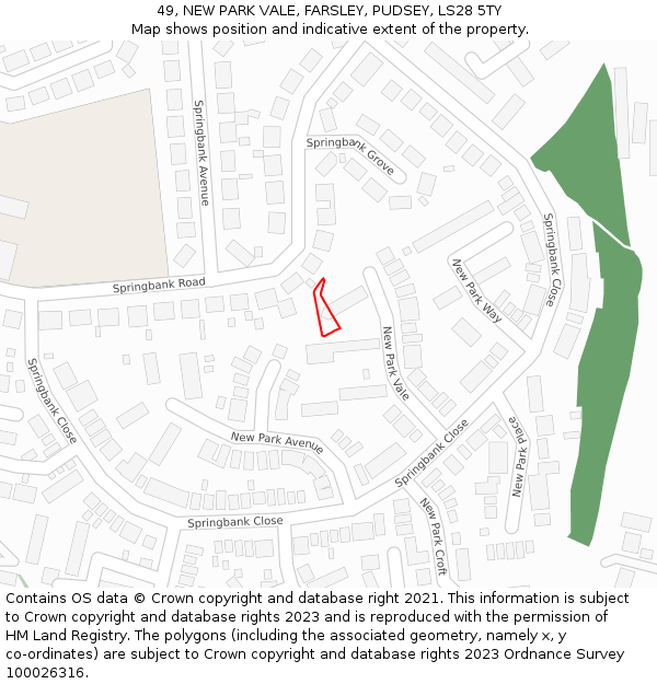 49, NEW PARK VALE, FARSLEY, PUDSEY, LS28 5TY: Location map and indicative extent of plot