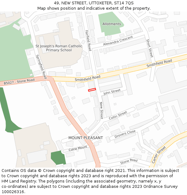49, NEW STREET, UTTOXETER, ST14 7QS: Location map and indicative extent of plot