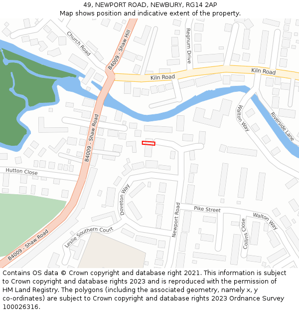 49, NEWPORT ROAD, NEWBURY, RG14 2AP: Location map and indicative extent of plot