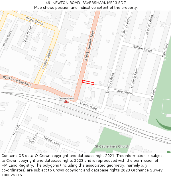 49, NEWTON ROAD, FAVERSHAM, ME13 8DZ: Location map and indicative extent of plot