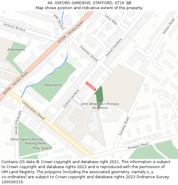 49, OXFORD GARDENS, STAFFORD, ST16 3JB: Location map and indicative extent of plot