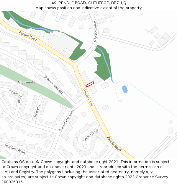 49, PENDLE ROAD, CLITHEROE, BB7 1JQ: Location map and indicative extent of plot