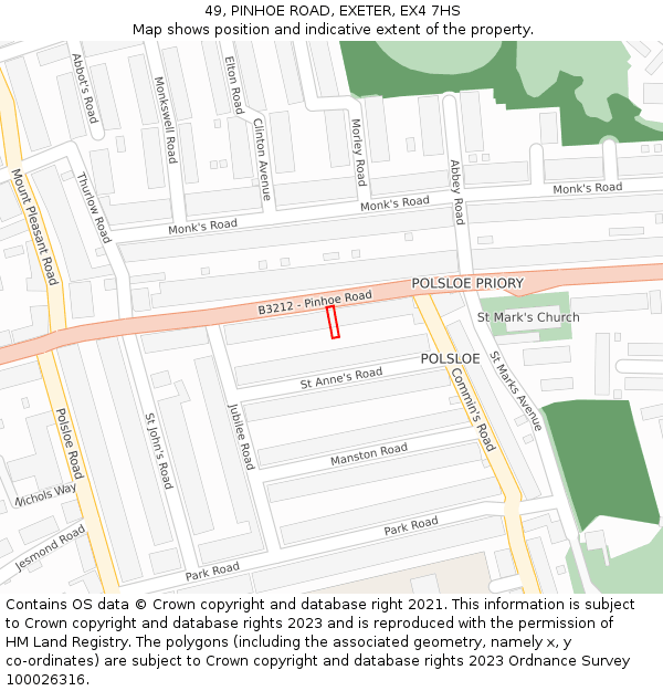 49, PINHOE ROAD, EXETER, EX4 7HS: Location map and indicative extent of plot