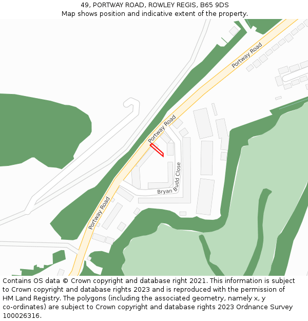 49, PORTWAY ROAD, ROWLEY REGIS, B65 9DS: Location map and indicative extent of plot