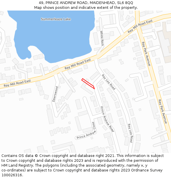 49, PRINCE ANDREW ROAD, MAIDENHEAD, SL6 8QQ: Location map and indicative extent of plot
