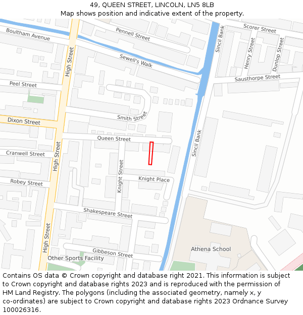 49, QUEEN STREET, LINCOLN, LN5 8LB: Location map and indicative extent of plot