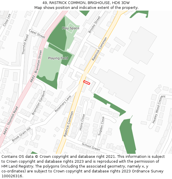 49, RASTRICK COMMON, BRIGHOUSE, HD6 3DW: Location map and indicative extent of plot