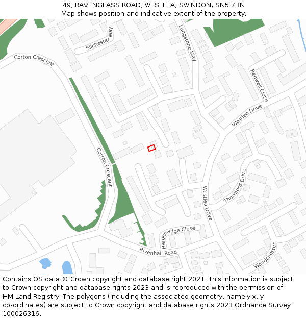 49, RAVENGLASS ROAD, WESTLEA, SWINDON, SN5 7BN: Location map and indicative extent of plot