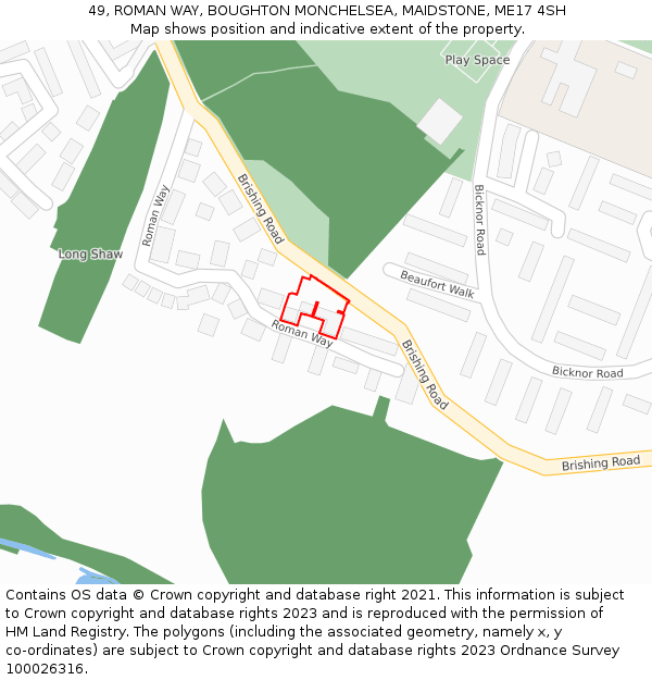 49, ROMAN WAY, BOUGHTON MONCHELSEA, MAIDSTONE, ME17 4SH: Location map and indicative extent of plot