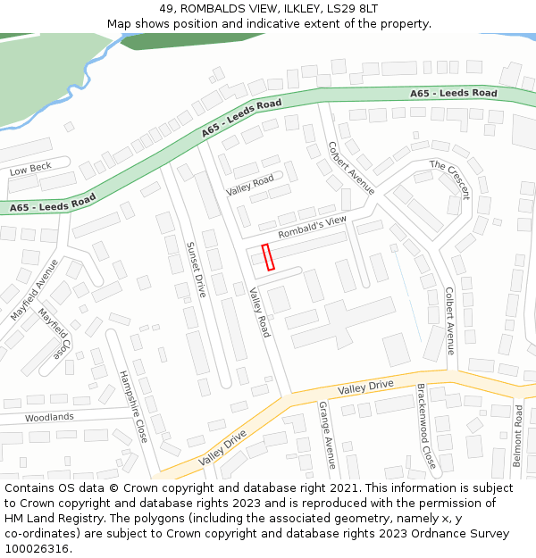 49, ROMBALDS VIEW, ILKLEY, LS29 8LT: Location map and indicative extent of plot
