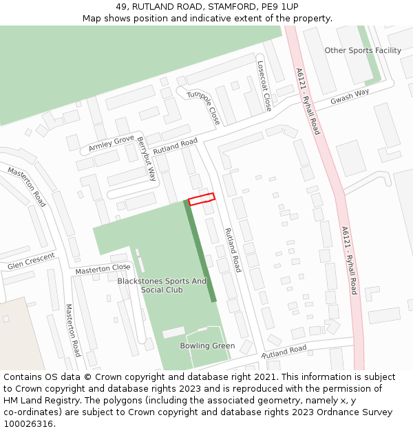 49, RUTLAND ROAD, STAMFORD, PE9 1UP: Location map and indicative extent of plot