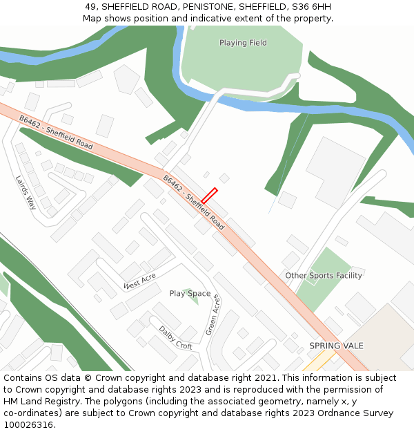 49, SHEFFIELD ROAD, PENISTONE, SHEFFIELD, S36 6HH: Location map and indicative extent of plot