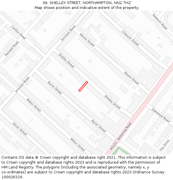 49, SHELLEY STREET, NORTHAMPTON, NN2 7HZ: Location map and indicative extent of plot