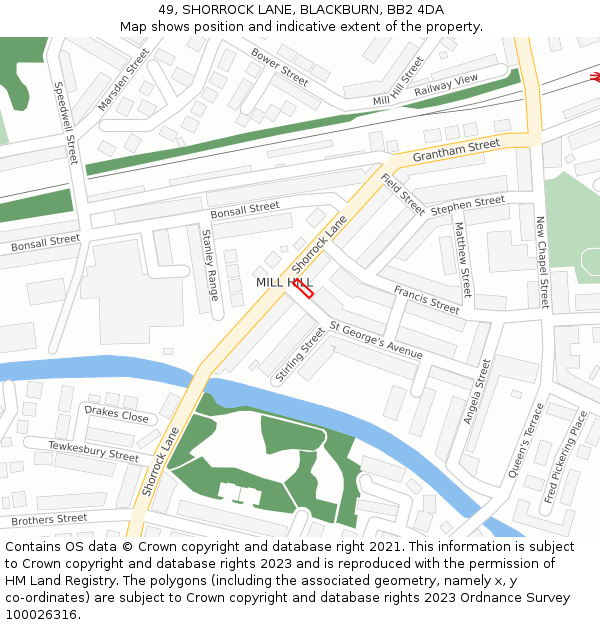49, SHORROCK LANE, BLACKBURN, BB2 4DA: Location map and indicative extent of plot