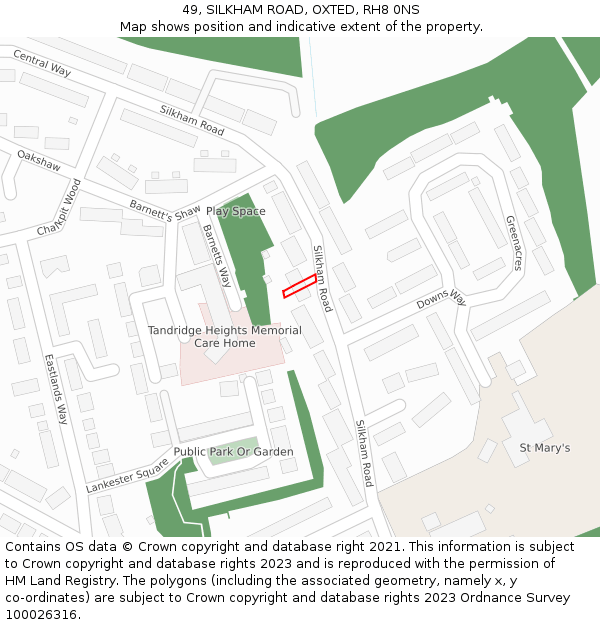 49, SILKHAM ROAD, OXTED, RH8 0NS: Location map and indicative extent of plot