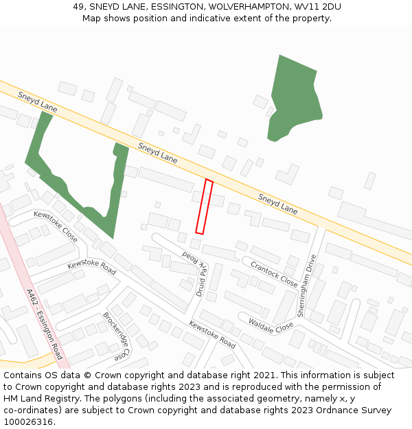 49, SNEYD LANE, ESSINGTON, WOLVERHAMPTON, WV11 2DU: Location map and indicative extent of plot