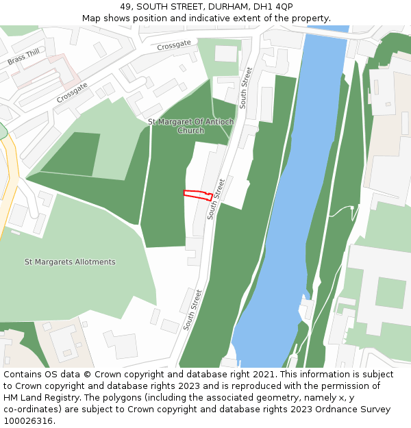 49, SOUTH STREET, DURHAM, DH1 4QP: Location map and indicative extent of plot