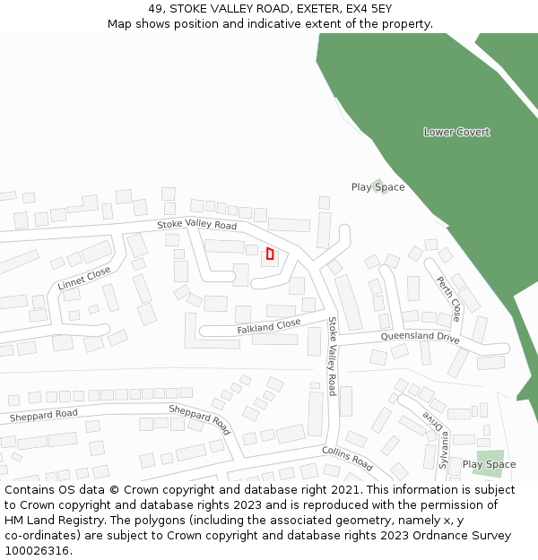 49, STOKE VALLEY ROAD, EXETER, EX4 5EY: Location map and indicative extent of plot
