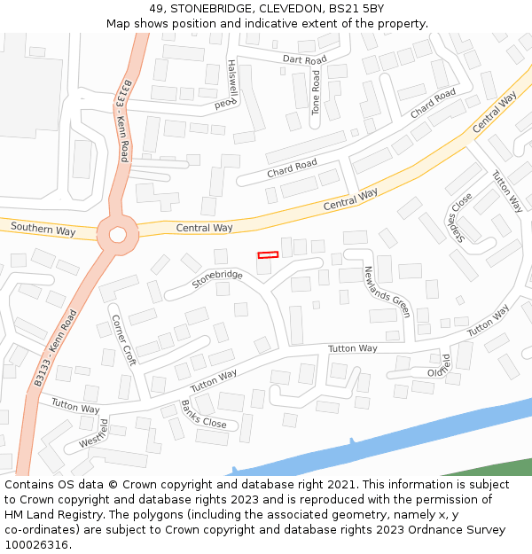 49, STONEBRIDGE, CLEVEDON, BS21 5BY: Location map and indicative extent of plot