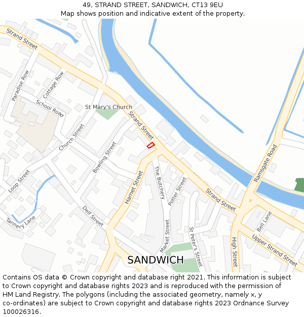 49, STRAND STREET, SANDWICH, CT13 9EU: Location map and indicative extent of plot