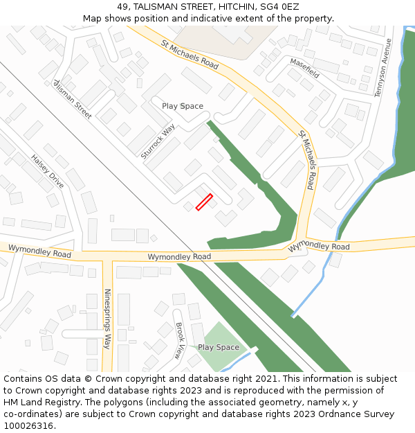49, TALISMAN STREET, HITCHIN, SG4 0EZ: Location map and indicative extent of plot