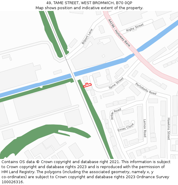 49, TAME STREET, WEST BROMWICH, B70 0QP: Location map and indicative extent of plot