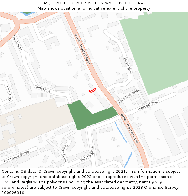 49, THAXTED ROAD, SAFFRON WALDEN, CB11 3AA: Location map and indicative extent of plot