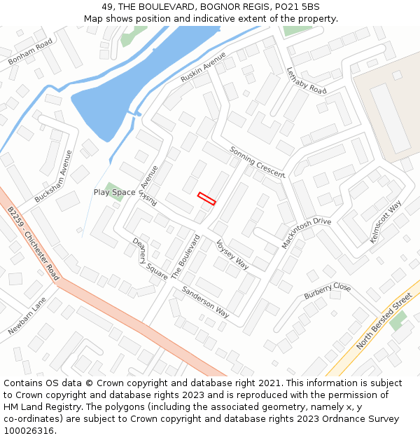 49, THE BOULEVARD, BOGNOR REGIS, PO21 5BS: Location map and indicative extent of plot
